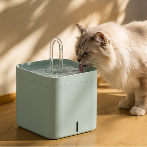 Fontaine à Eau pour Chat Ultra Silencieuse 1,5 L - Design Moderne - Filtration Continue I Sérénéo