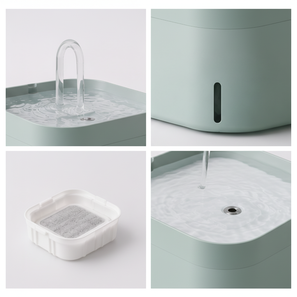 Fontaine à Eau pour Chat Ultra Silencieuse 1,5 L - Design Moderne - Filtration Continue I Sérénéo